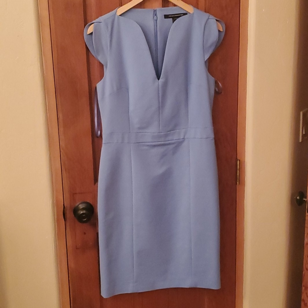 French Connection powder blue deep V cut
